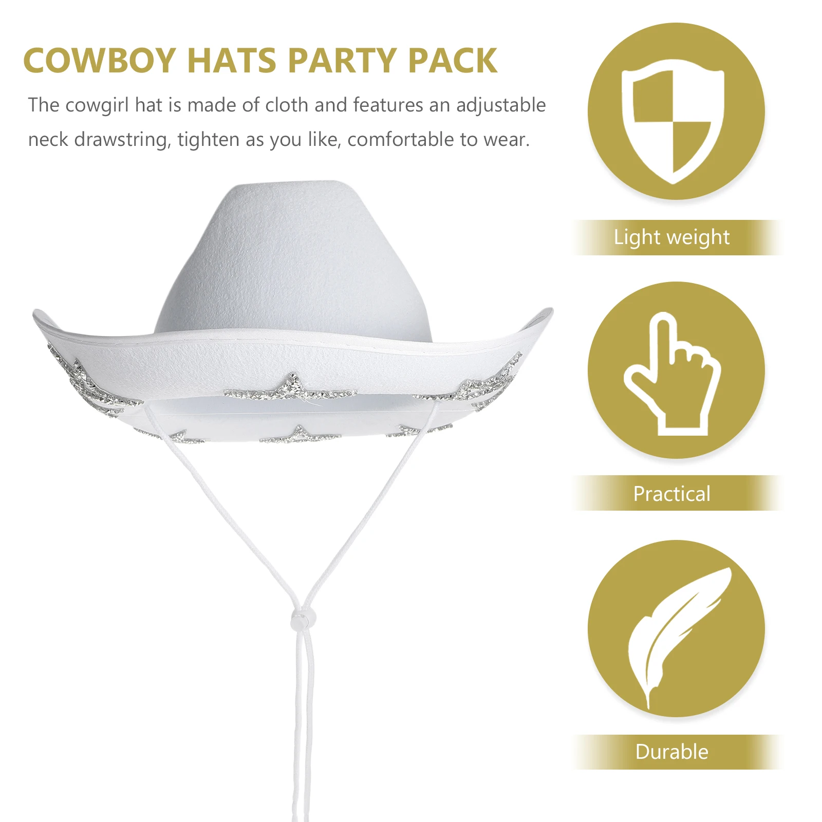 

1pc Cowboy For Women Men Sparkly Pentagram Rhinestone Western Party Hat Fashion Cowgirl Hat Beach Party Decor One Size Fits Most
