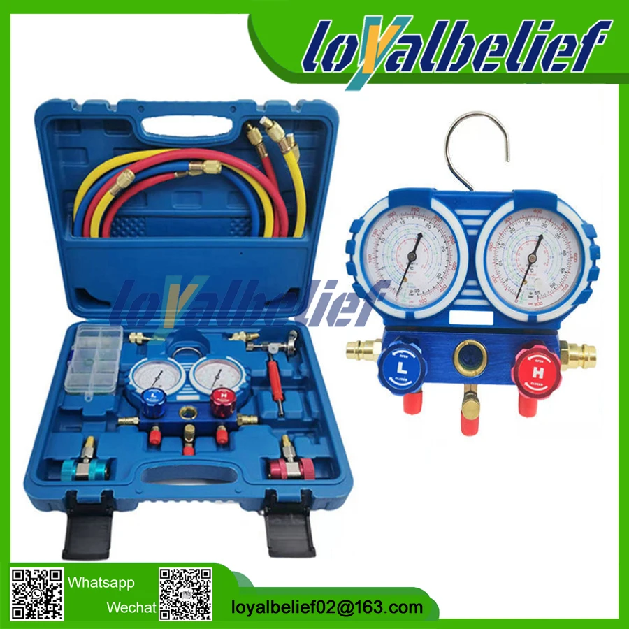 New AC Refrigerant Manifold Gauge Car Refrigeration Air Conditioning Manifold Gauge Maintenence Tools R22 R-410A R-134a R-404A