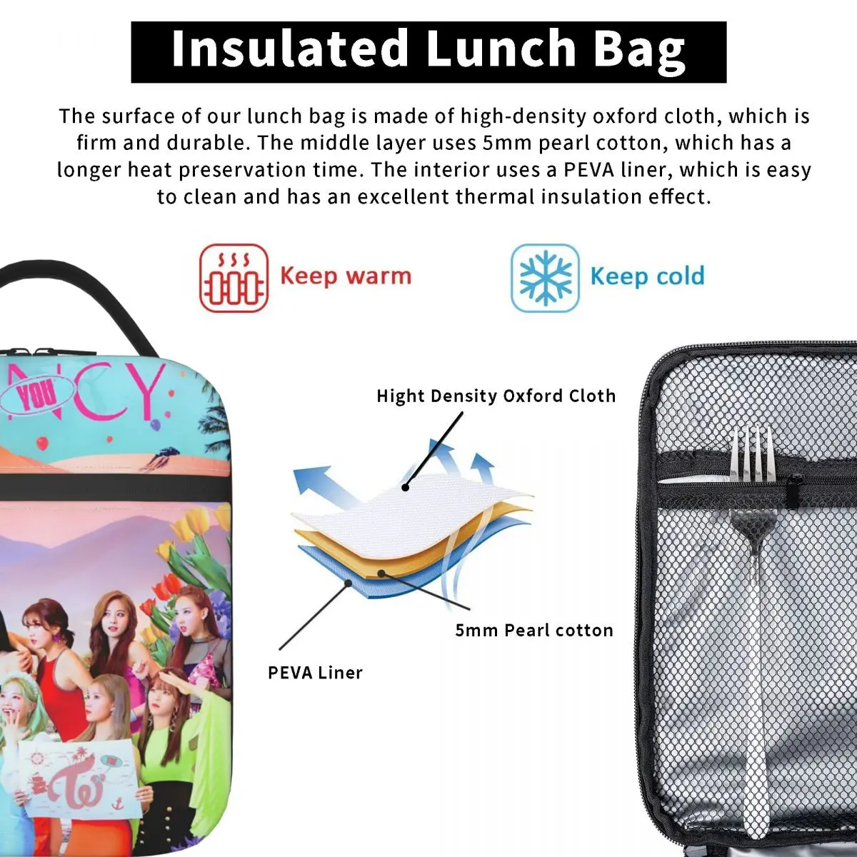 Lunch Box K-POP-TWICE Idol Pattern accessori Lunch Food Box Design unico Cooler Thermal Lunch Box per la scuola