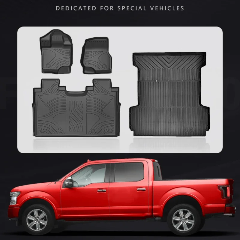 FOR Ford Raptor F150 Foot mat Trunk mat TPE Environment-friendly odor-free waterproof wear-resistant car rear bucket mat