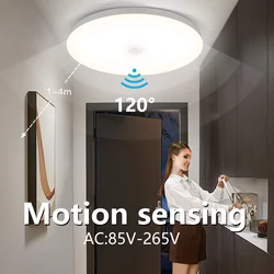 Lámpara de techo LED con Sensor de movimiento PIR, luz moderna montada en superficie, 110V, 220V, 20W, 30W, 40W, para cocina y sala de estar