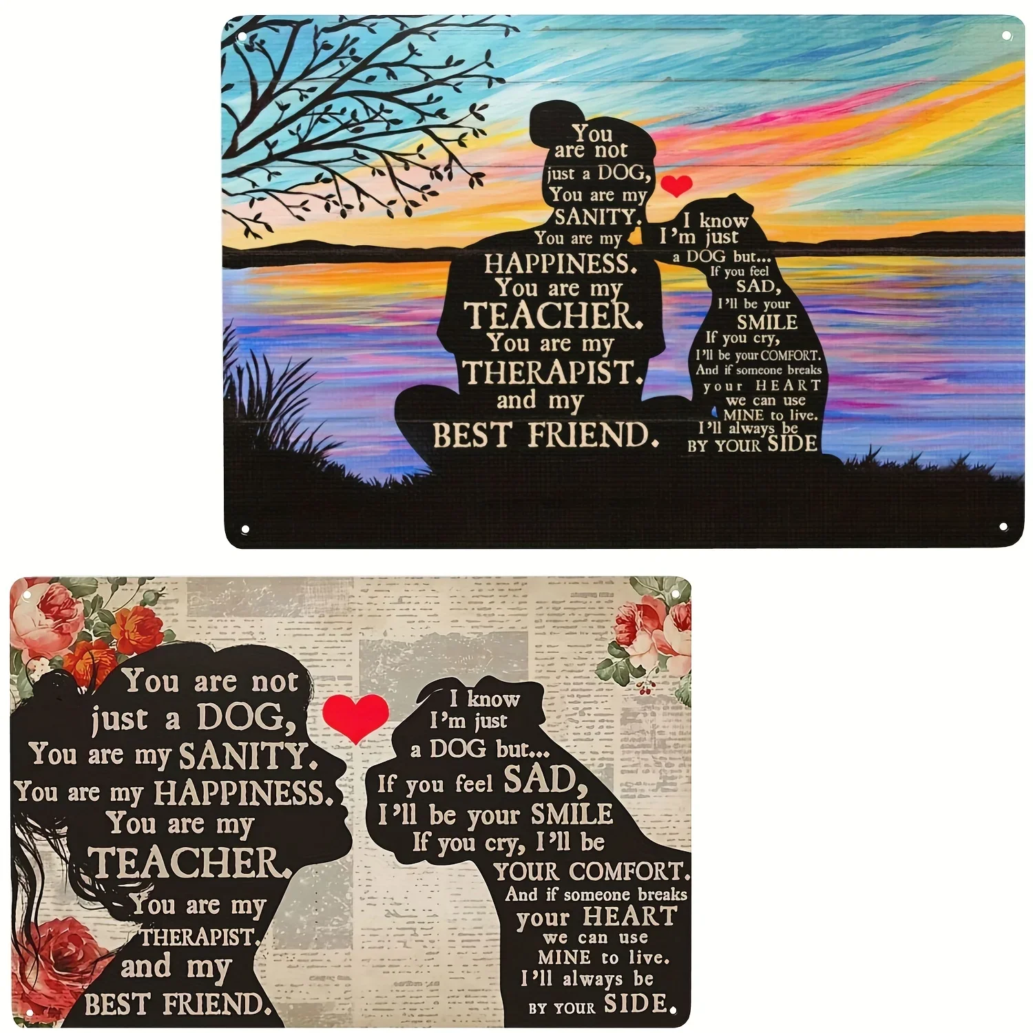 

You Are Not Just A Dog, You Are My Sanity, Bernese Mountain Dog and Girl Silhouette Metal Tin Sign, Novelty Vintage Plaque Decor