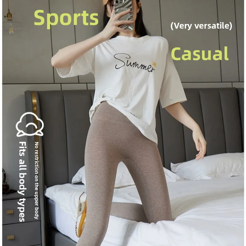 多用途コットンパンツ 学生用 スリコットン ガールズ フラット ナインポイント ベースレイヤー スポーツ カジュアル アウトドア 薄手 ヨガパンツ