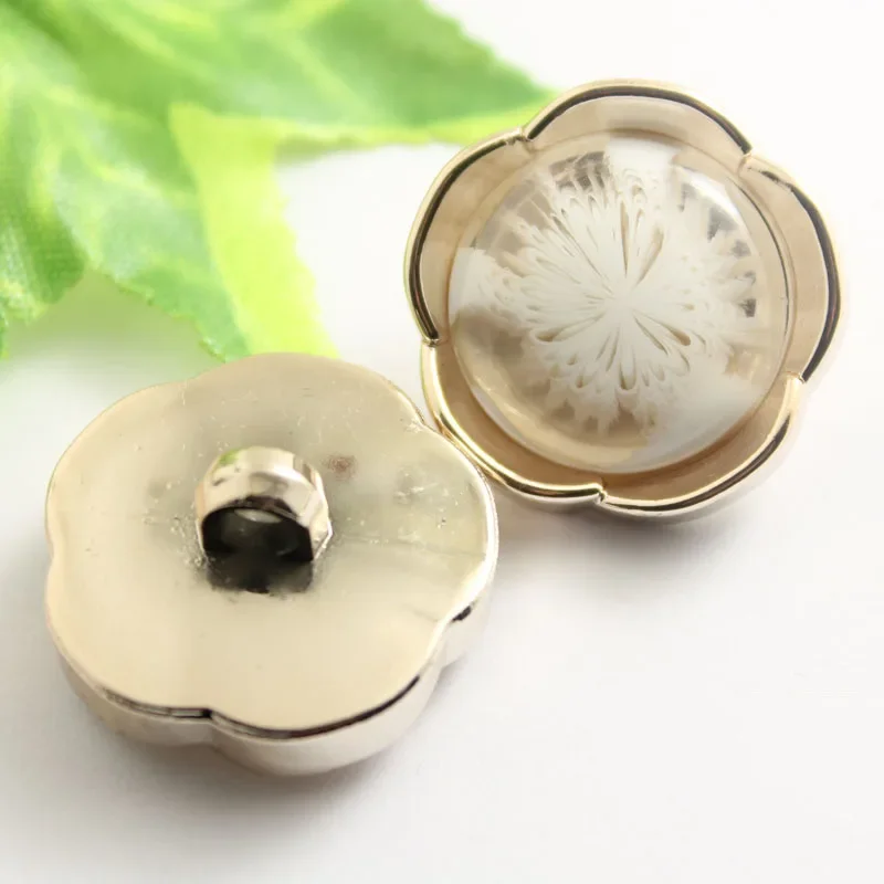 2PCS 30MM Shank Resin Embedded Flowers Round Buttons Sewing Scrapbooking Clothing Gift Handwork Home Decor Card Making DIY