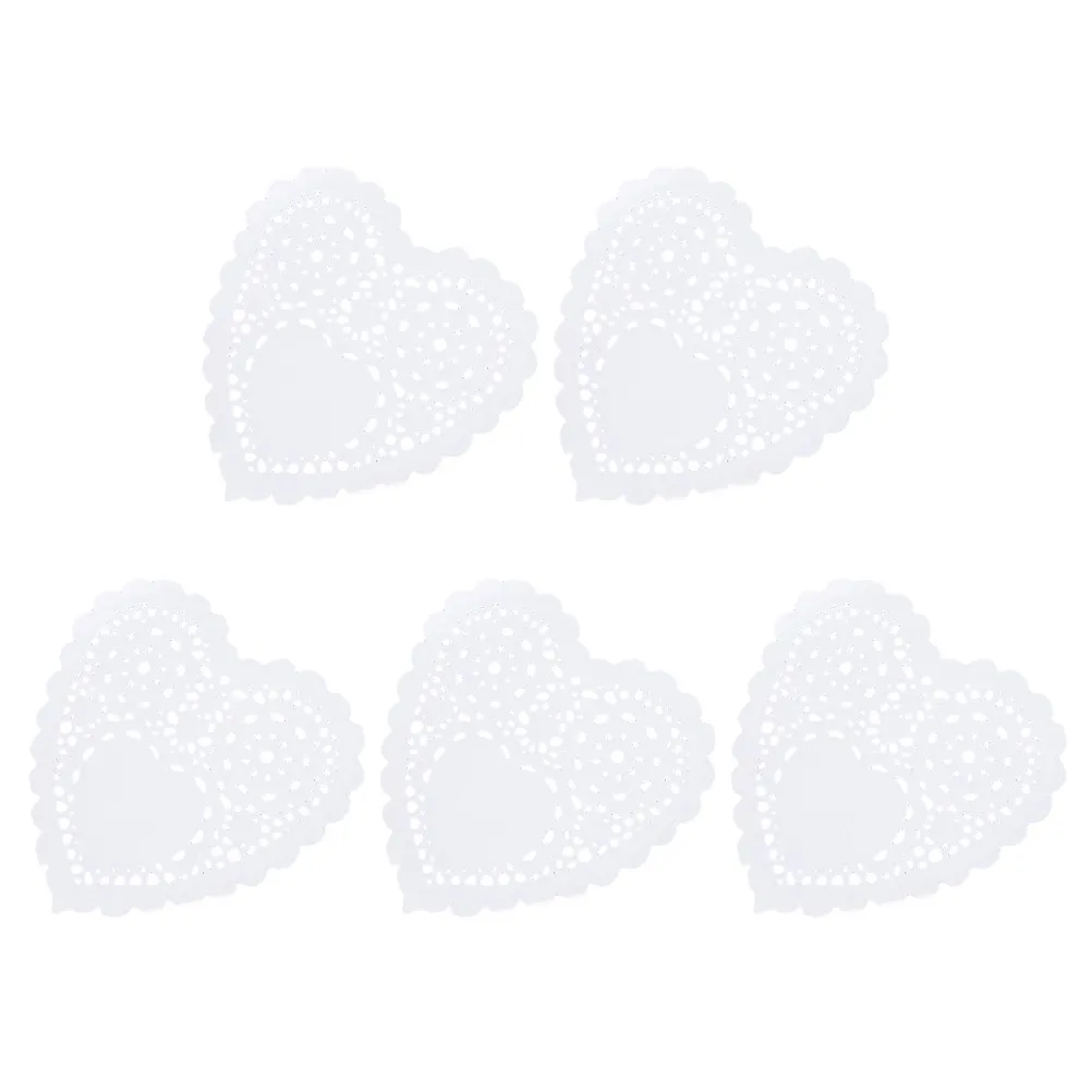 300pcs Heart-Shaped Hollow-Out Cupcake Paper Mats – Odorless, Food-Safe Dessert Liners for Home & Party Use