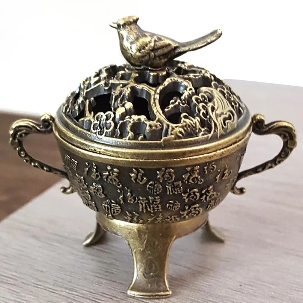 Creative Mini Magpie Auspicious Incense Burner Square Vertical Lotus Indoor Aromatherapy Burner Metal Home Desktop Accessories