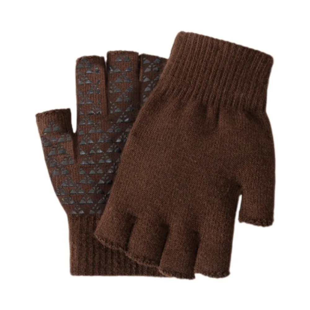 New Non-slip Half Finger Gloves Warm Touchable Screen Driving Mittens Knitted Warm Gloves Unisex