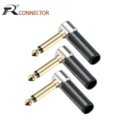 10 Uds 1/4 conector de desequilibrio PhoneJack ángulo recto 6,35mm Jack micrófono conjunto de altavoz mono enchufe de Audio chapado en oro