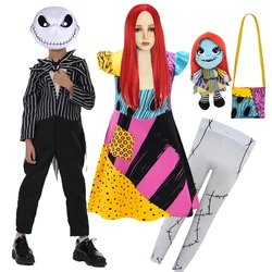 Girls Boys Nightmare Before Christmas Sally Halloween Costume Jack Cosplay Dress Girls Children Carnival Vestidos Party Dress