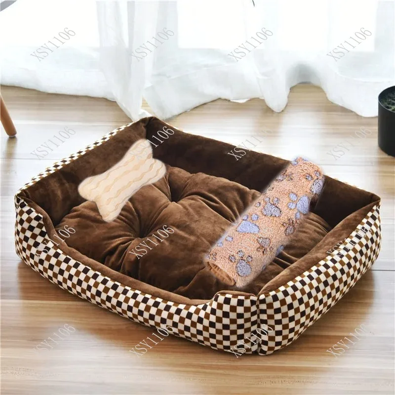 Candy-colored Pet Dog Bed Warm House - Square Nest Kennel for Small Medium Large Dogs Cats Puppy Plus Size Baskets