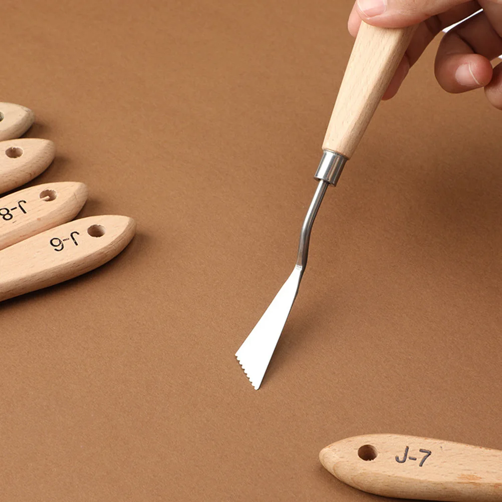 

6pcs Oil Painting Knives Set Stainless Steel Spatulas Wooden Handle For Art Painting Color Mixing Ceramic Pottery Modeling Art