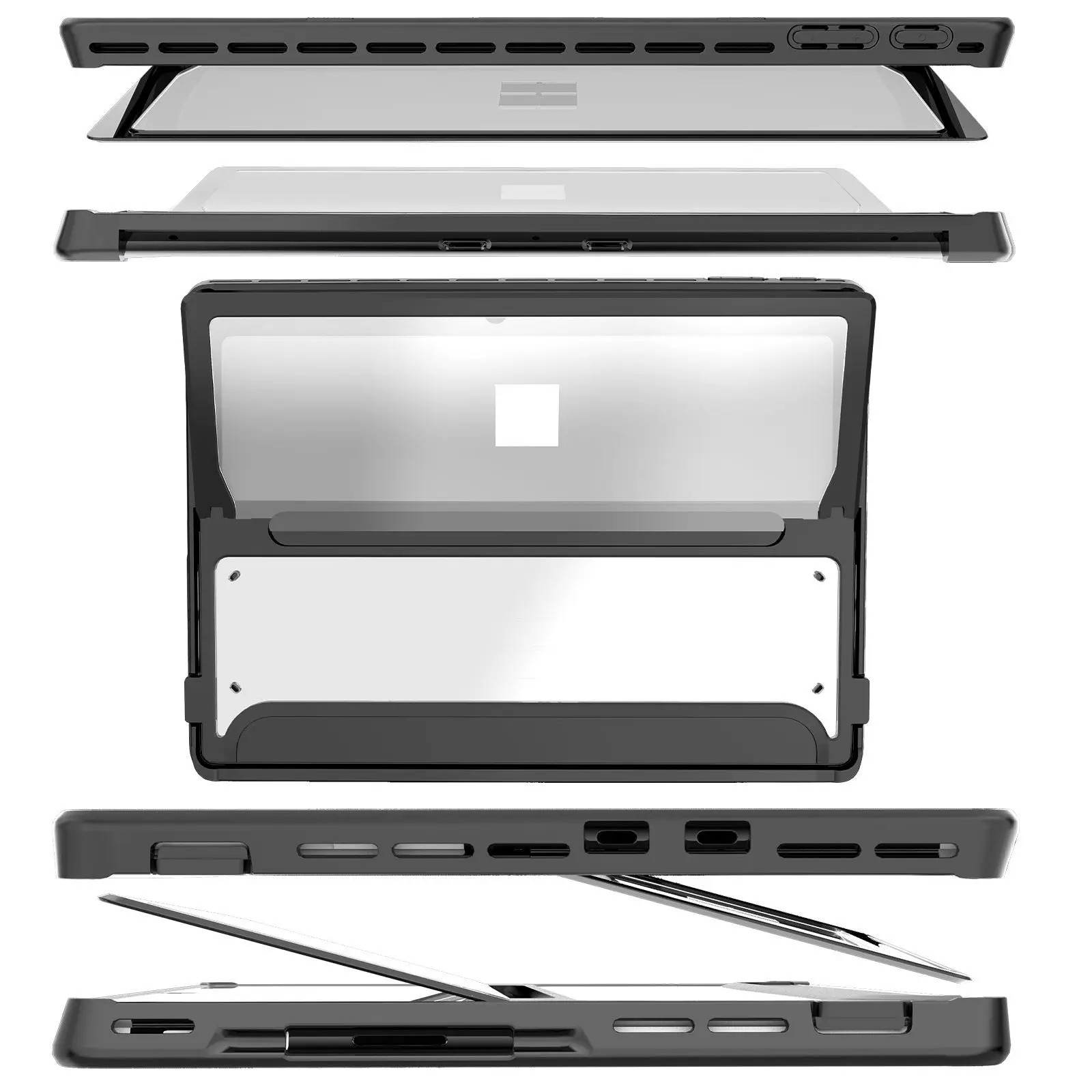 Funda Compatible con teclado tipo cubierta para Microsoft Surface Pro 9/Pro 9 5G 2022 13 "funda dura resistente a prueba de golpes parte trasera de PC transparente