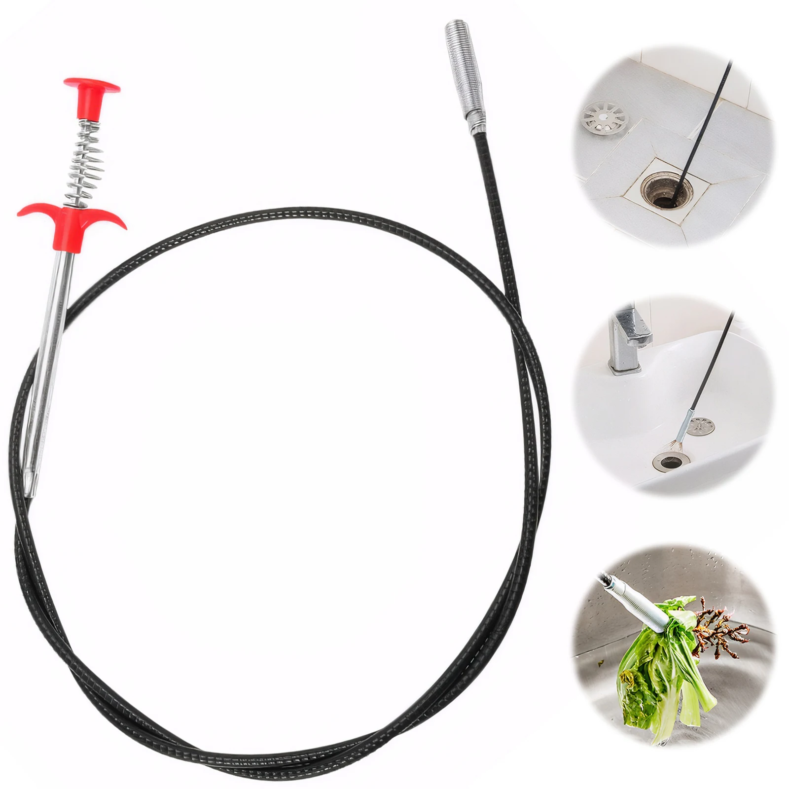 

Pipe Dredging Tool Multifunction Bendable Drain Auger Wear Resist Spring Loaded Grabber for Kitchen Sink Bathroom Cleaning Tools
