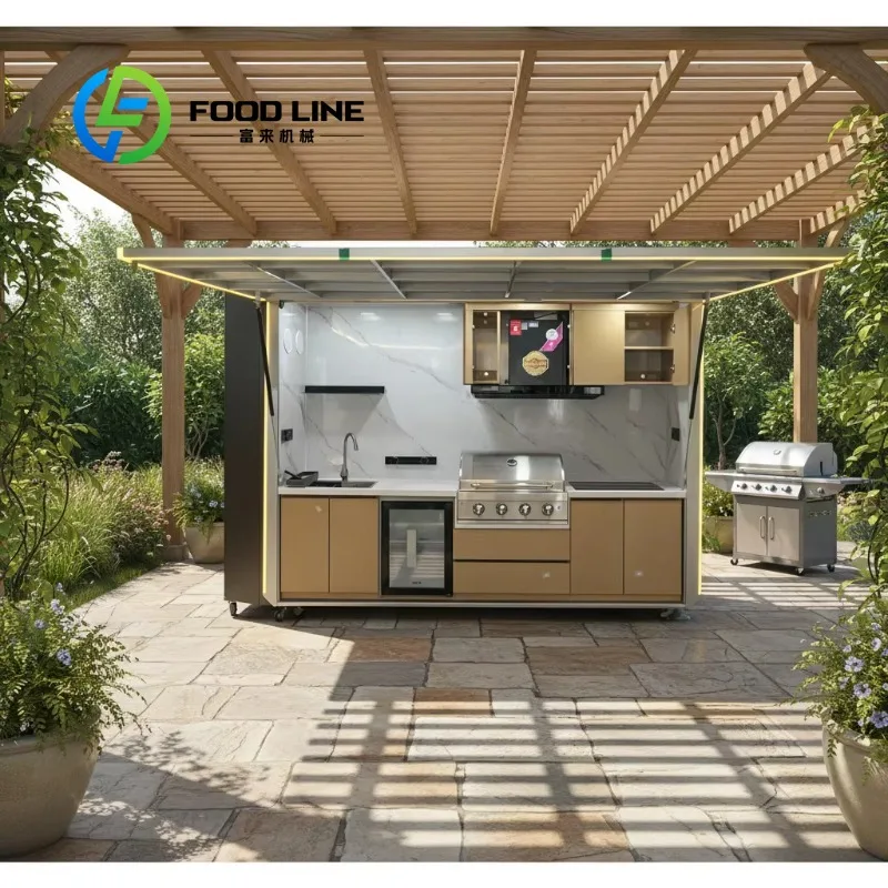 Custom Pergola Hot Sale DIY Outdoor BBQ Modular Kitchen Modern Cabinets Set with BBQ Fridge and Sink Waterproof for Patio Garden