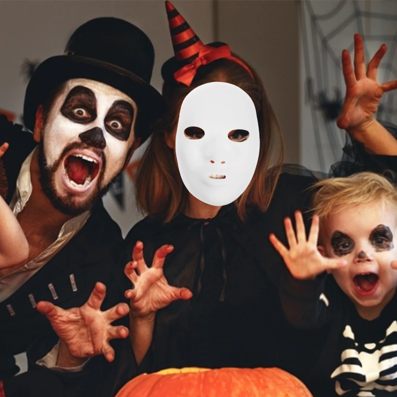 

12 Pcs White Mask Halloween Full Face Blank Costume Party Masks for Women Men PVC Ventilation Comfortable Elastic Strap