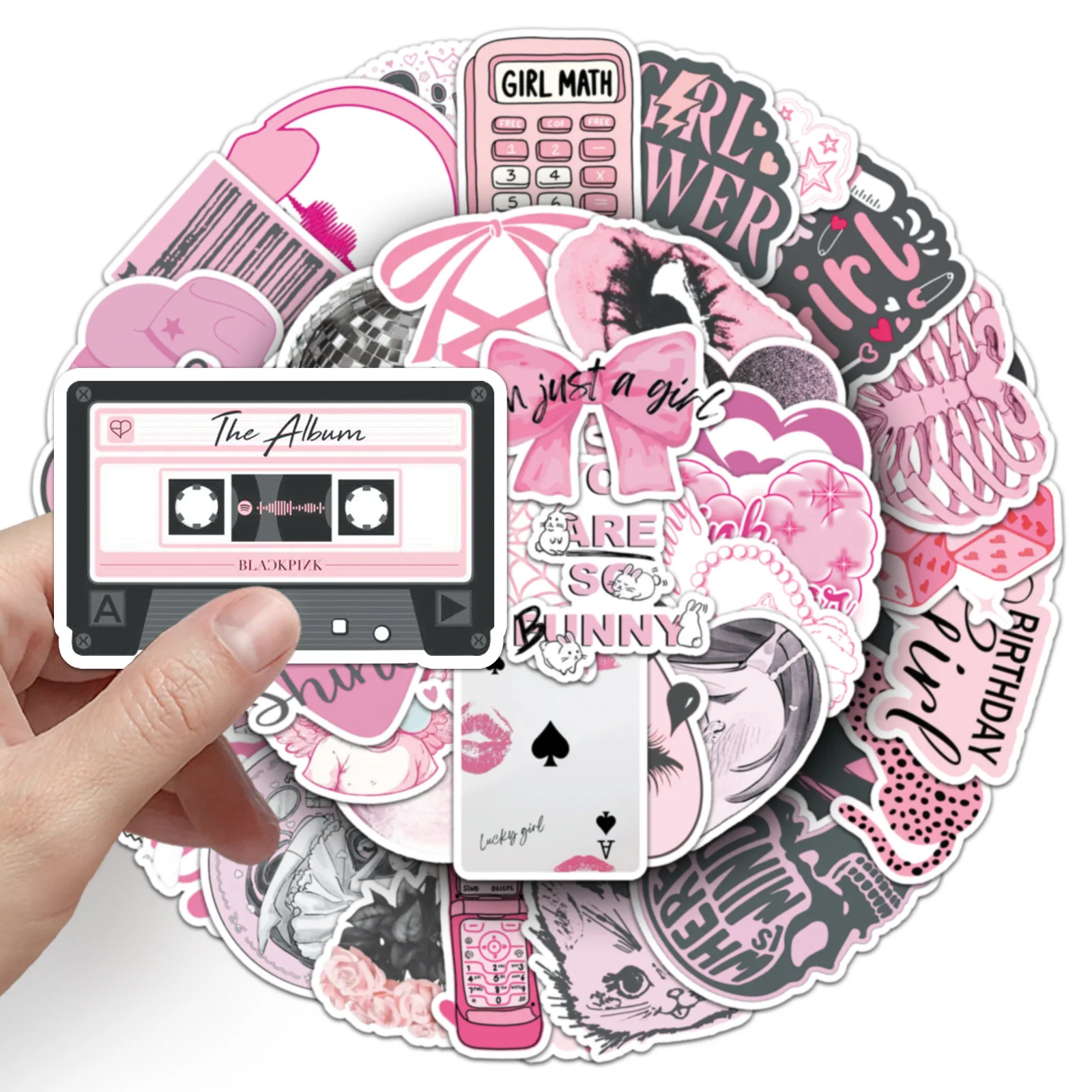 50PCS INS Stil Mädchen Serie Aufkleber Schwarz Rosa Ästhetik Graffiti Dekoration DIY Notebook Koffer Kühlschrank Aufkleber Spielzeug