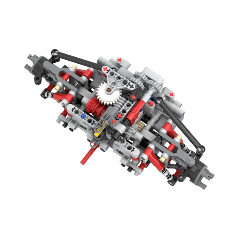 Nieuwe Technische Vooras Met Diff-Lock Schokabsorberingssysteem Model Bouwstenen Diy Cars Chassis Ophanging Functie Bakstenen