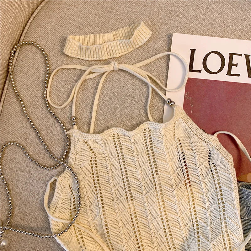 Sweet And Spicy Design Strapl Ne Hanging Tank Top Women Summer Outdoor Sexy Hollow out ort Svel irt