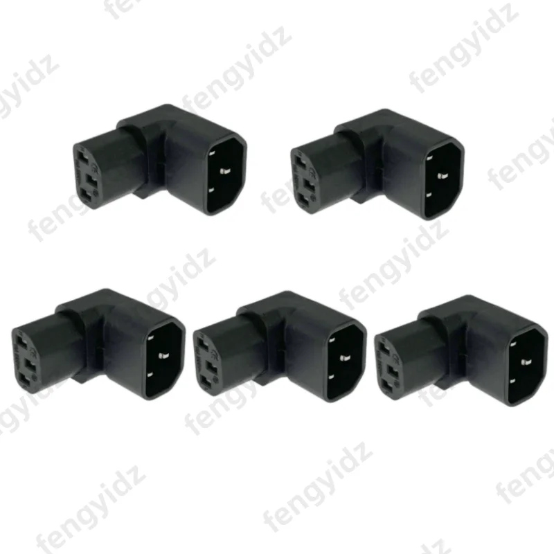IEC 320 C14 auf C13 linker rechtwinkliger AC-Adapter IEC 3-poliger IEC 320 3-poliger Stecker auf Buchse, verlängerter 90-Grad-Winkel-AC-Konverter