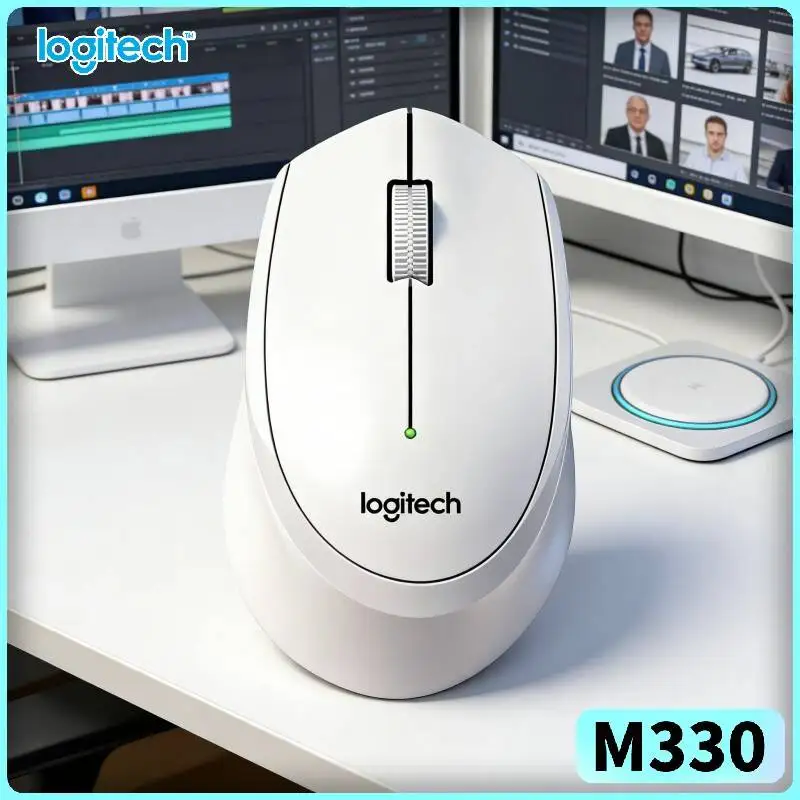 Logitech M330 Wireless Silent Mouse High Precision 2.4G Optical Tracking Soft Touch for Laptop PC Mac Desktop Cart