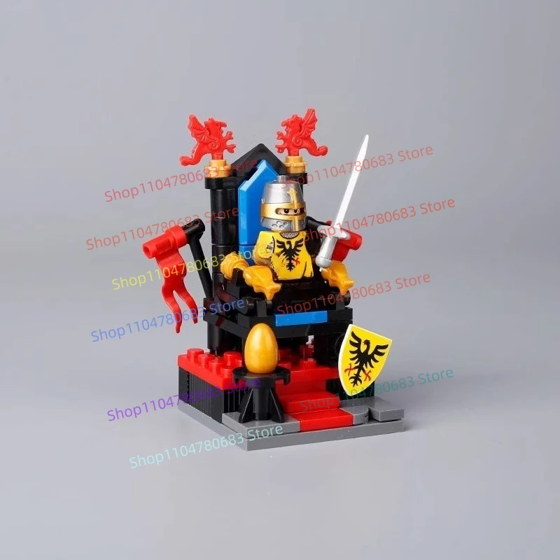 MOC New Building Blocks Doll Medieval Throne Knight Toy Gift Ornaments Collection