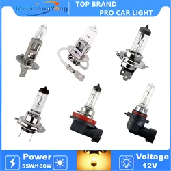 100W araba far süper parlak halojen ampul H1 H3 H4 H7 H8 H11 9005 HB3 9006 HB4 12V 55W 4300K temizle sis farları sürüş lambası