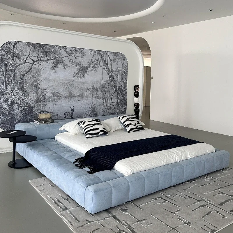 

Bed Italian minimalist high-end square Rubik's cube large apartment master bedroom tatami double bed