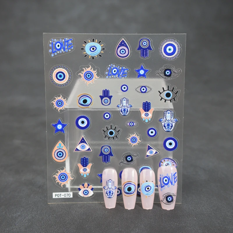 1PCS Sun God Eye Nail Sticker Sci-Fi Evil Eye Decal Self Adhesive Nail Art Decoration Decal for Female Nail Art Salon