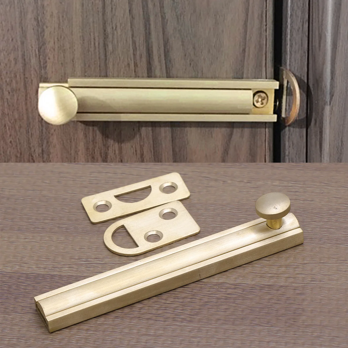 

4 Inch Copper Door Latch Anti Theft Lock Buckle Retro Invisible Golden Widely Used in Home Office Furniture Repairs