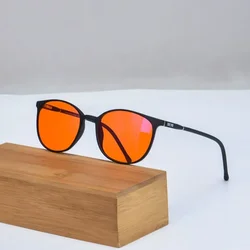 Women glasses blue light filter glasses Orange lenses Women’s eyeglasses small size vintage eyewear red lens help better sleep