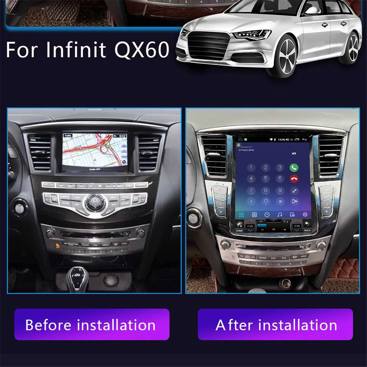 For Infiniti QX60 JX35 2014-2019 Car Radio Android 12 Auto Navigation GPS Stereo Video Player DVD Multimedia Autoradio 4G