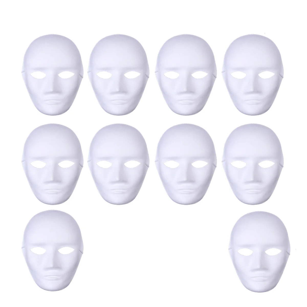 10pcs Full Face Halloween Costumes DIY Blank Painting Mask Halloween Hip-Hop Dance Ghost Cosplay Fancy Dress Masquerade Party