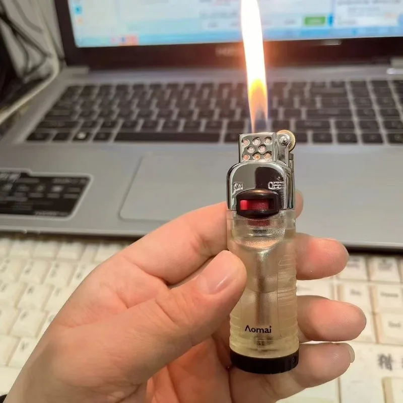 Lighter Grinder Open Flame Visualization Gas Bin Butane Torch Lighter Men's Smoking Accessories Dazzling Decompression Lighters