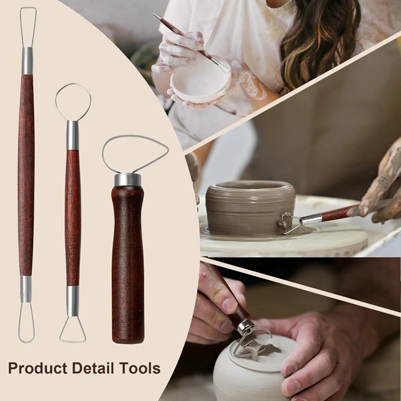 Ceramic Tool Set Clay Tools Kit, 43 PCS Red Pottery Tools, Practical Polymer Clay