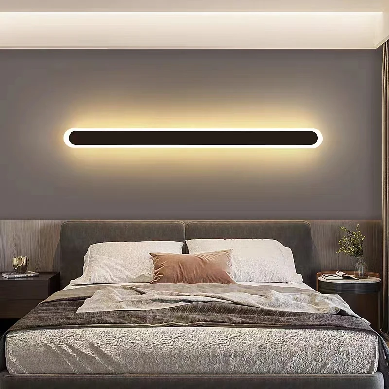 Imagem -05 - Nordic Led Long Strip Wall Lamp Iluminação Interior Home Living Room Corredor Decoração do Quarto Varanda Sconces Lights