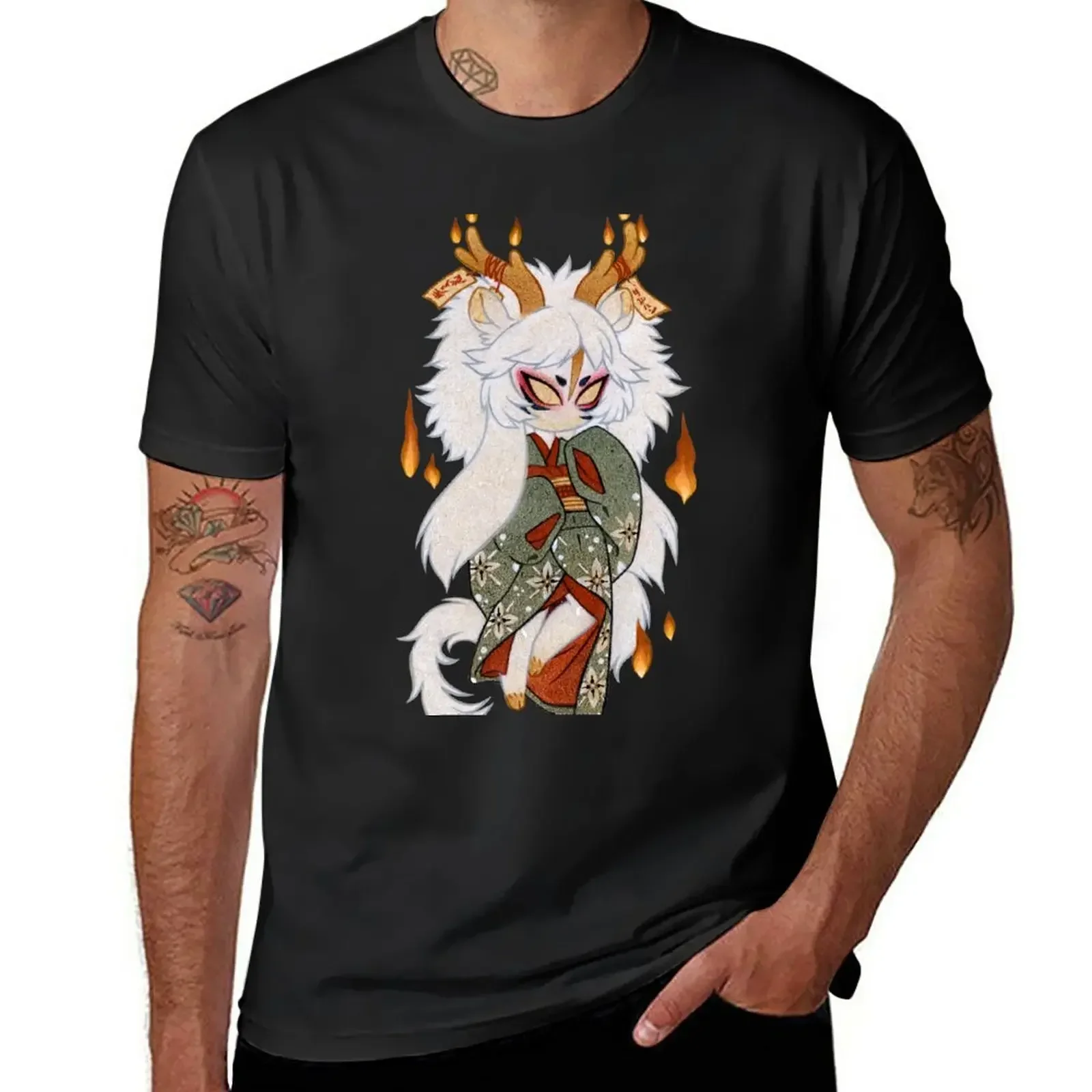 The Wish Spirit - Kirin Yokai TeaKitsune T-Shirt tops summer tops quick-drying tshirts for men