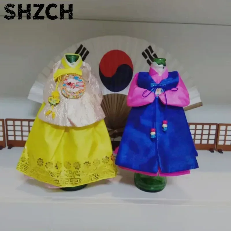 Korean Wine Bottle Cover Hanbok Fabric Clothing Style Red Wine Packaging Korean Style Decoration Home Wine Dustproof Cover ZF157