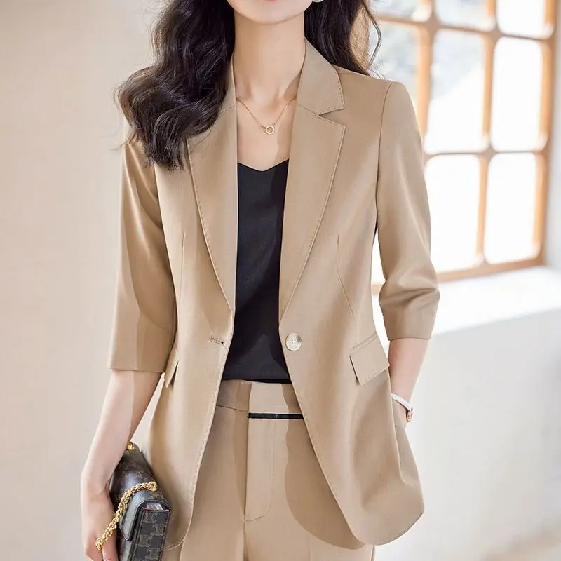 Women Summer Thin Workwear Set Korean Office Lady Slim Blazer Pants Two Piece Sets 2024 Formal Suit Coats Trousers Outfits