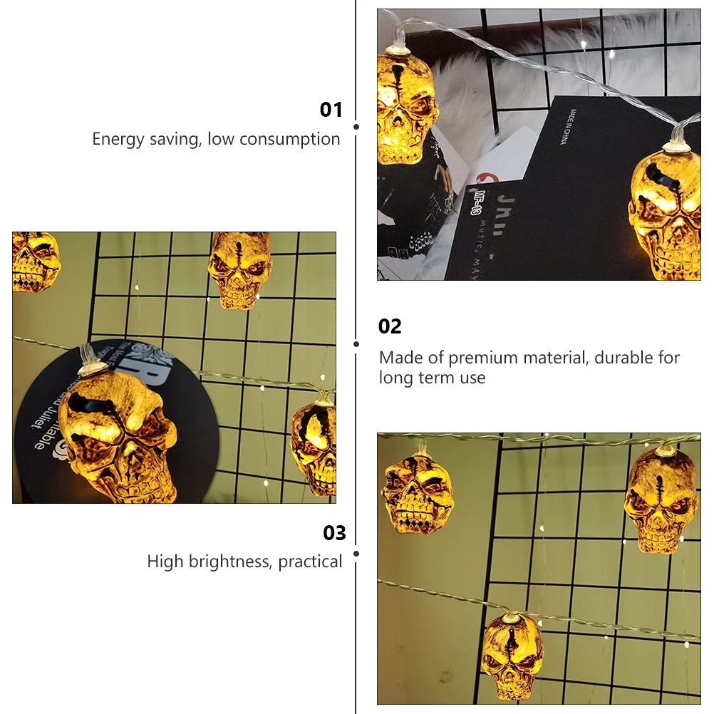 

Skull String Bedroom Lights up Halloween Decorations Led Outdoor Decorative Plastic Theme
