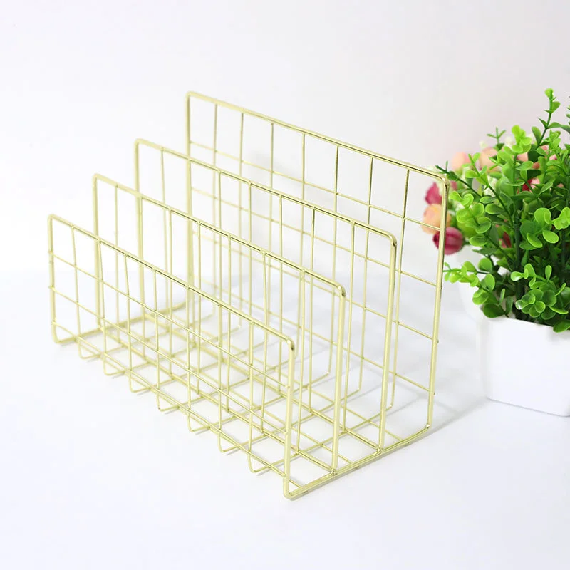 

Nordic Metal Storage Basket Minimalist Book Organizer Basket Office Desktop Sundries Holder Rose Gold Newspaper Magazine Rack