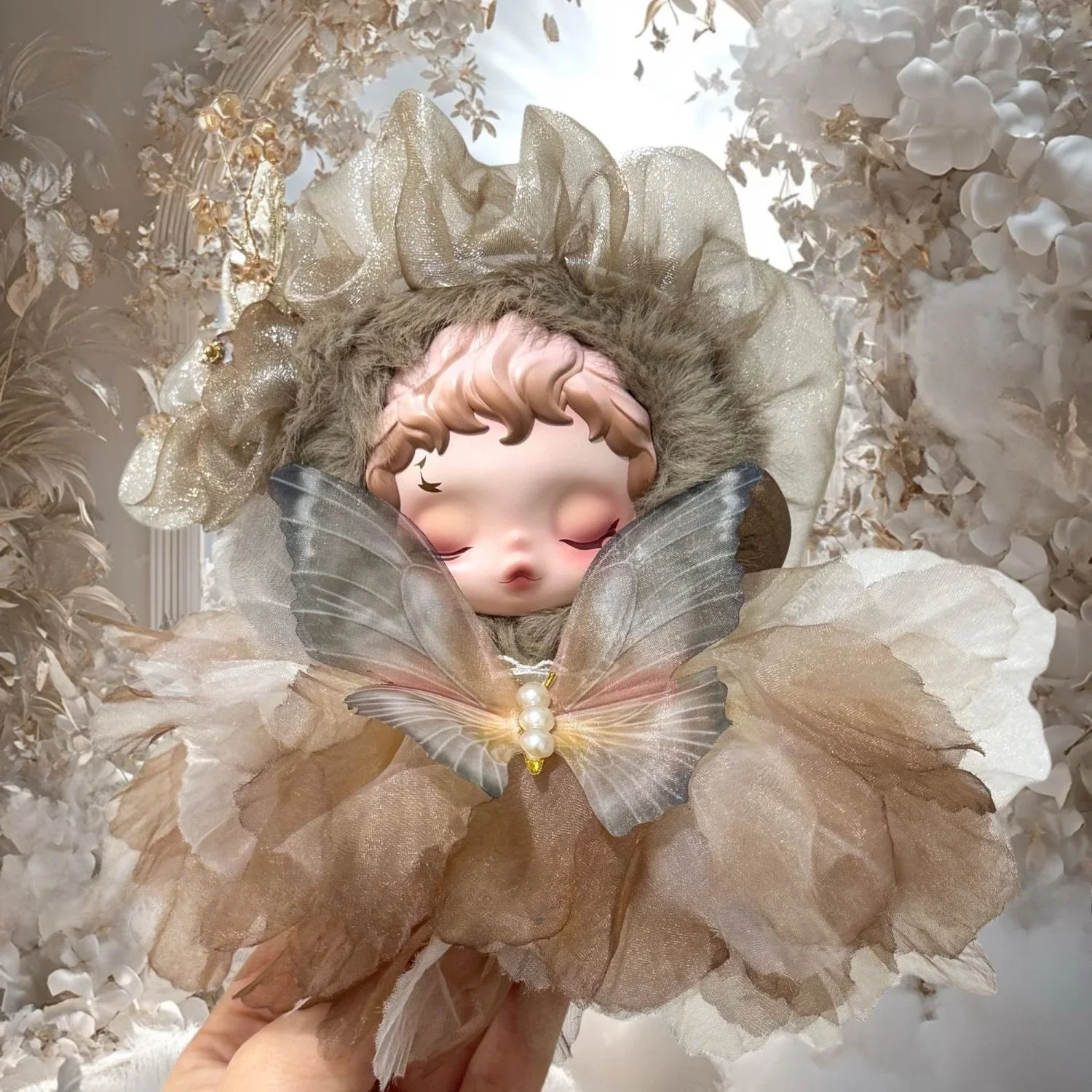 Vêtements de poupée pour Skullpanda, tissage léger, jupe féerique exquise, fleur papillon, ensemble d'anneaux de cheveux, accessoires de remplacement