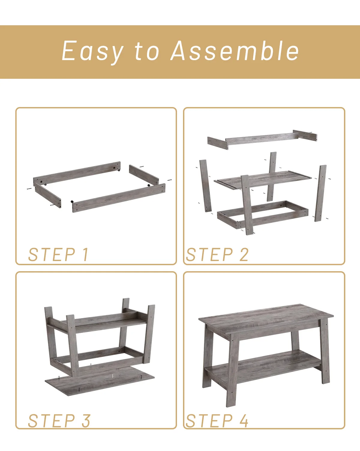 Coffee Table with Storage Shelf, 2-Tier Coffee Tables for Living Room, Farmhouse Wood Rectangle Small Coffee Table, Living Room