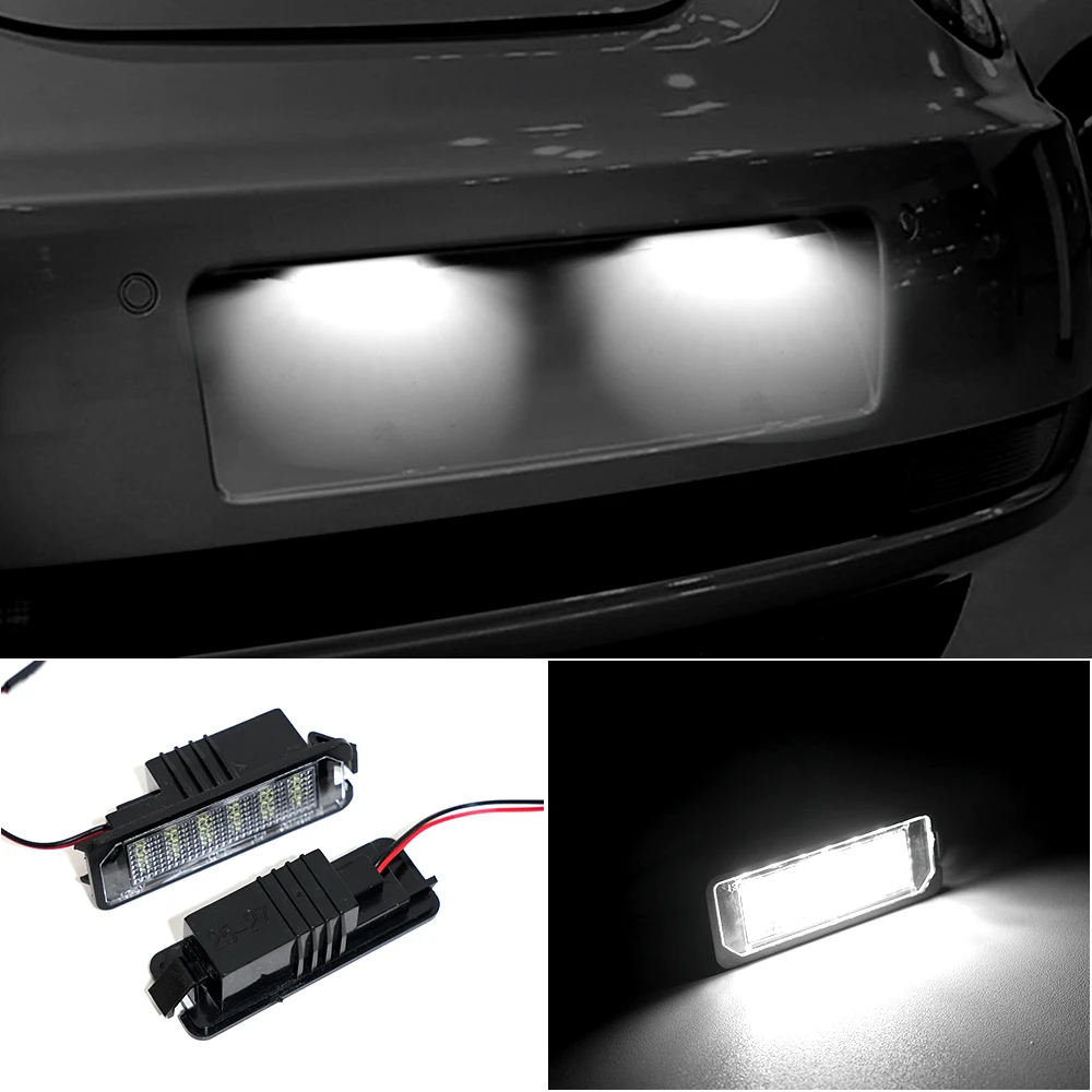 2PCS LED Car License Plate Number Plate Lights For VW Golf 4 5 6 Passat B6 CC Lupo Scirocco Beetle EOS Para Skoda Seat Suoerb