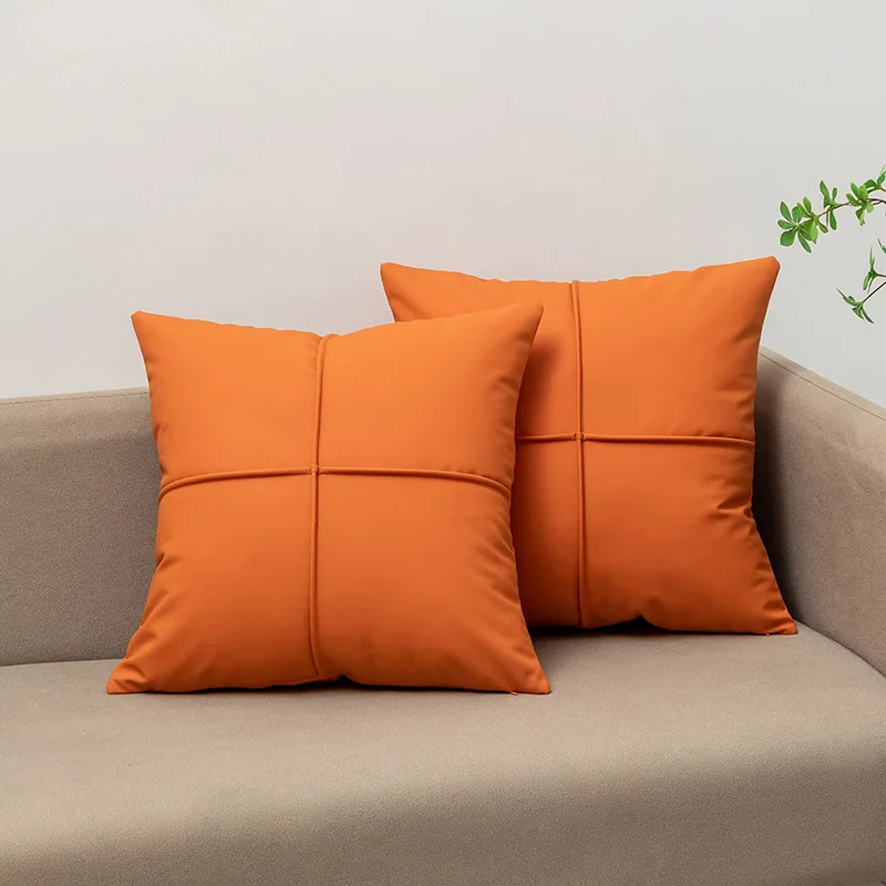 Modern Simple Pure Color Leatherette Living Room Sofa Pillow Technology Cloth Backrest Cushion Bedroom Window  Home Decor
