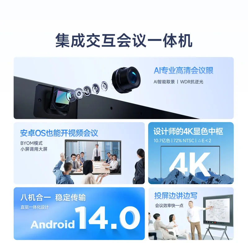 Display a schermo piatto per conferenze con touch screen per asilo, macchina per l'insegnamento della conferenza multimediale da 65/75/86/98 pollici