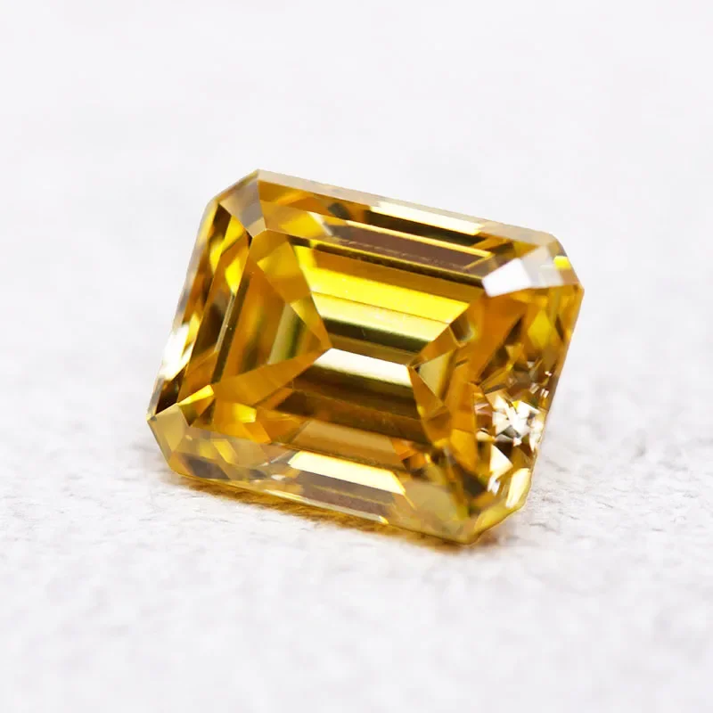 Moissanit Smaragdschliff Goldgelber Edelstein Laborgezüchteter Diamant DIY Charms Schmuckherstellung mit Zertifikat – Detail 3