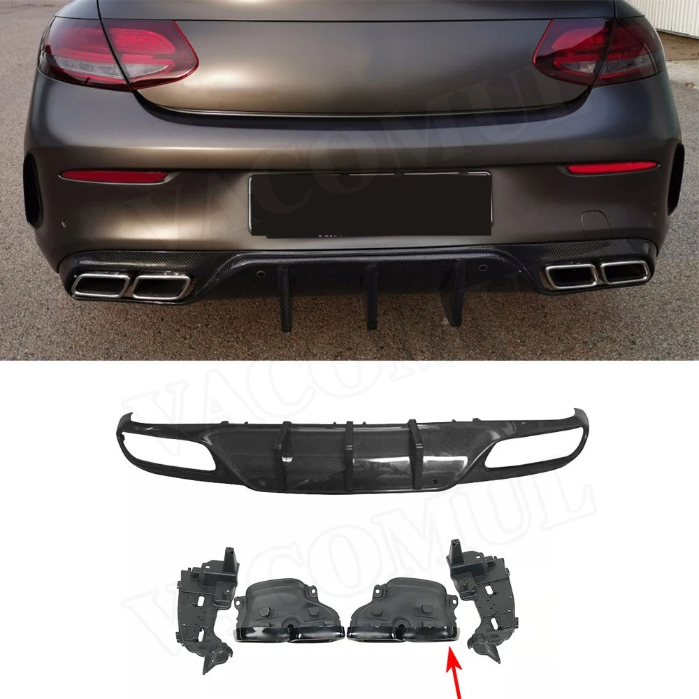 

VACOMUL Carbon Fiber Car Rear Diffuser for Mercedes Benz C class W205 Sedan 2 Door C43 C63 AMG Sport 2015-2021 Rear Diffuser Tip