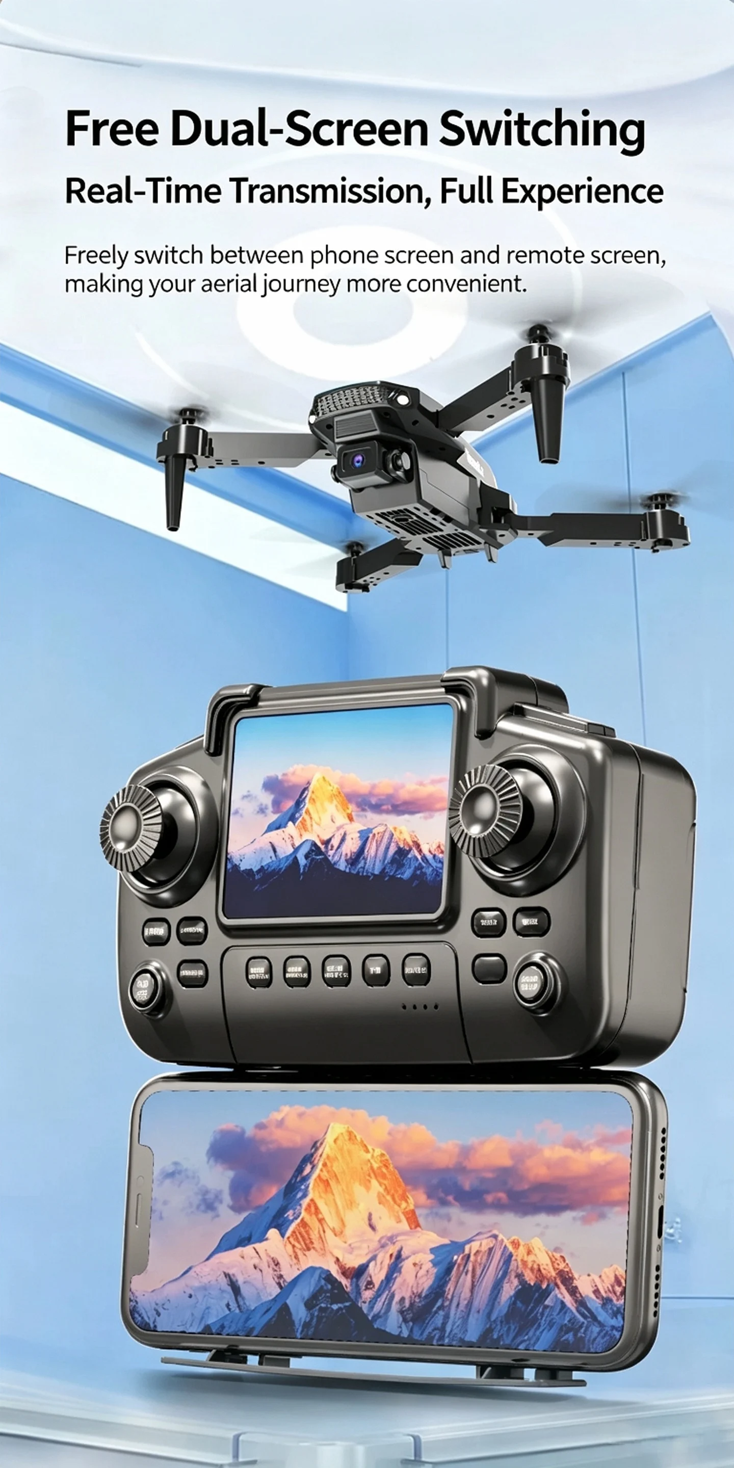 TONGLI Foldable Drone RC Quadcopter with 3.1‑Inch Large‑Screen Remote Control Single‑Camera Aerial Version One‑Key Takeoff Gesture Photo Headless Mode Long Battery Life Long‑Range Portable FPV Aircraft for Teen & Adult Beginners Ideal Photography Gift