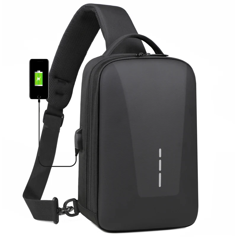 Anti-theft Combination Lock Chest Bag Cycling Crossbody Pack Hard Shell Business Backpack Sports Trip Shoulder Bag USB Interface