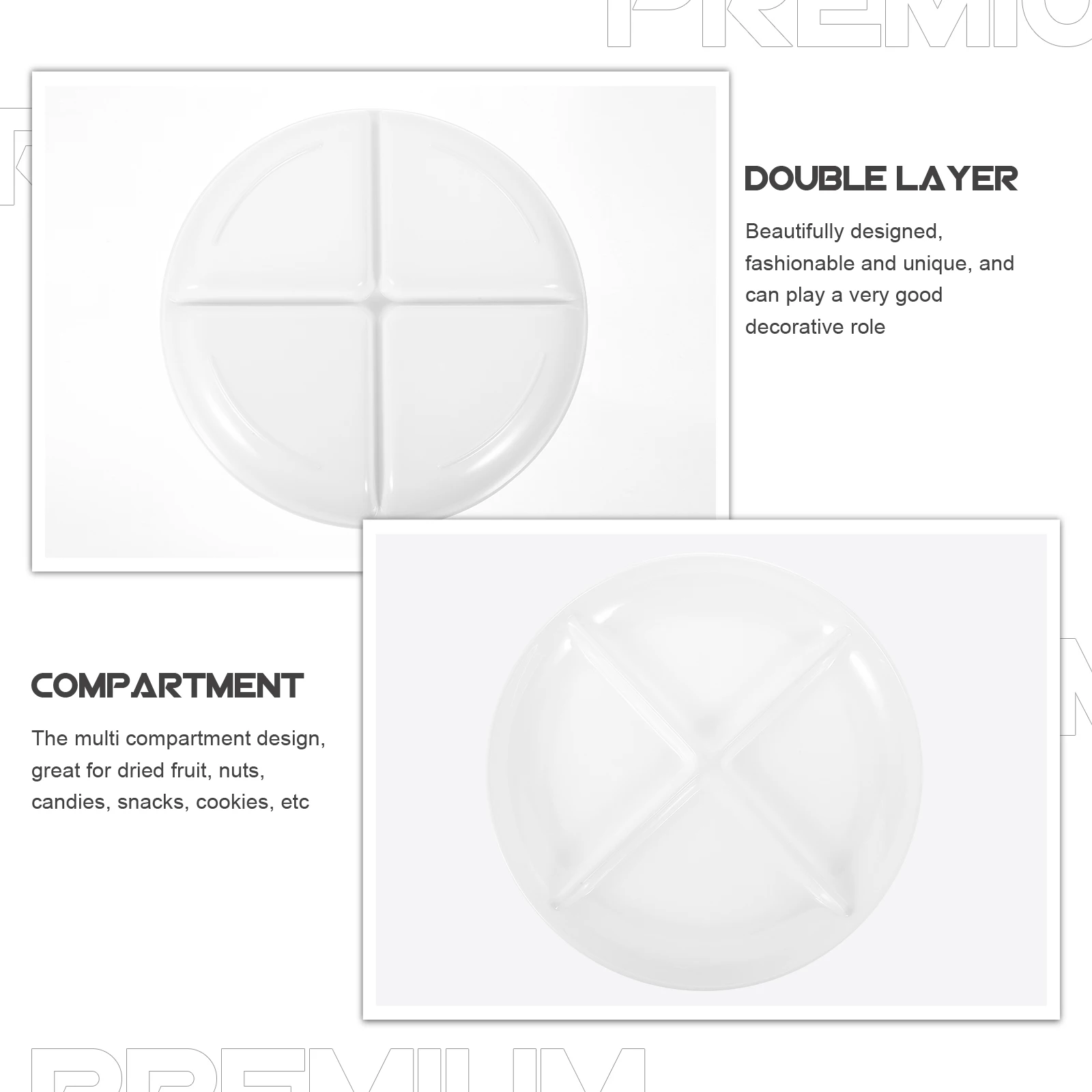 

Duoge Food Plate Household Snack Veggie Tray Melamine Divided Plates Kitchen Fruit Bowl Dried Display